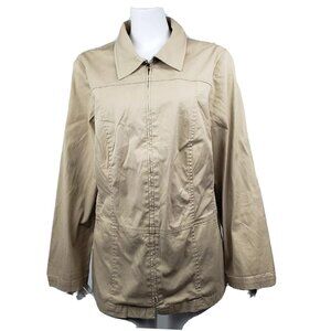 Lane Bryant Jacket Womens Size 14/16 Solid All Tan‎ Khaki Zip Up Long Sleeve